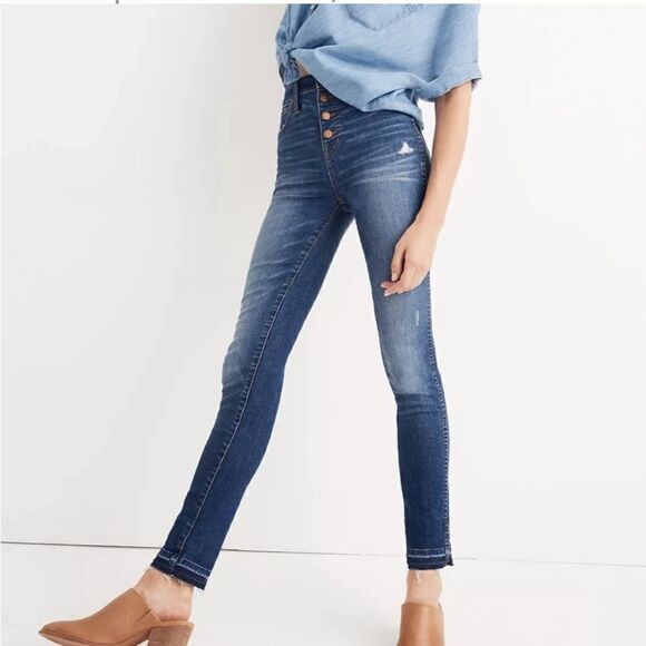 10" High-Rise Skinny Jeans: Drop-Hem Edition 25 Button Fly Magic Pockets $135 - Picture 3 of 14